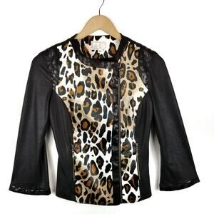 Alberto Makali Leopard Zip Front Moto Jacket Size XS